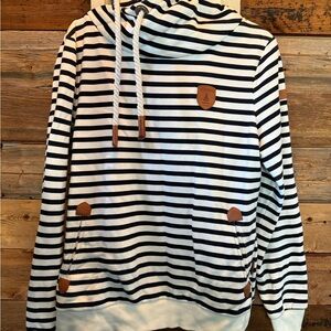Wanakome White and Blue Striped Hoodie